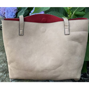 Free People Vegan Leather Red Tan  4- Piece Reversible Tote Bag Set LN
